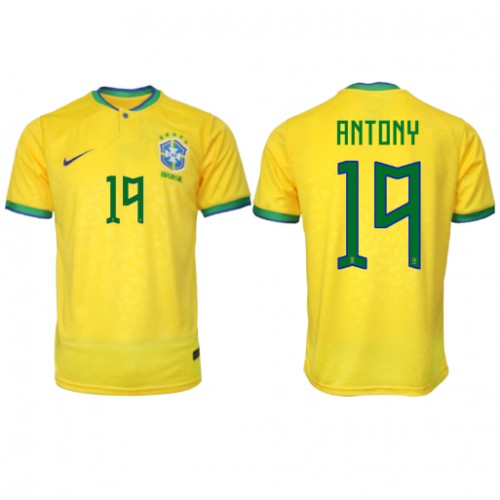 Brasilien Antony #19 Replika Hjemmebanetrøje VM 2022 Kortærmet